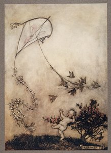 Peter cria Fais-le encore ! et avec une grande bonté, ils le firent plusieurs fois, de Peter Pan dans les jardins de Kensington par J M Barrie, pub. 1906 - Arthur Rackham